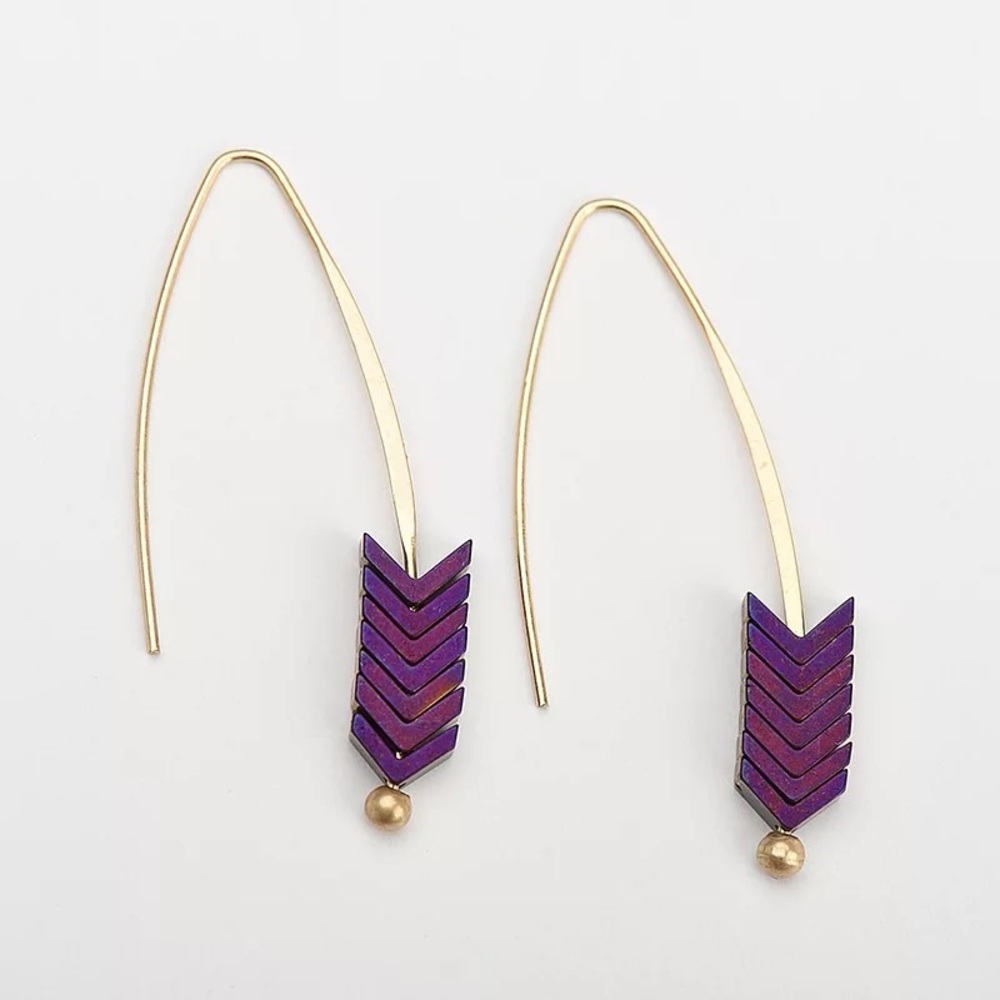 ❤️ Chevron Arrow Drop Hoop Earrings